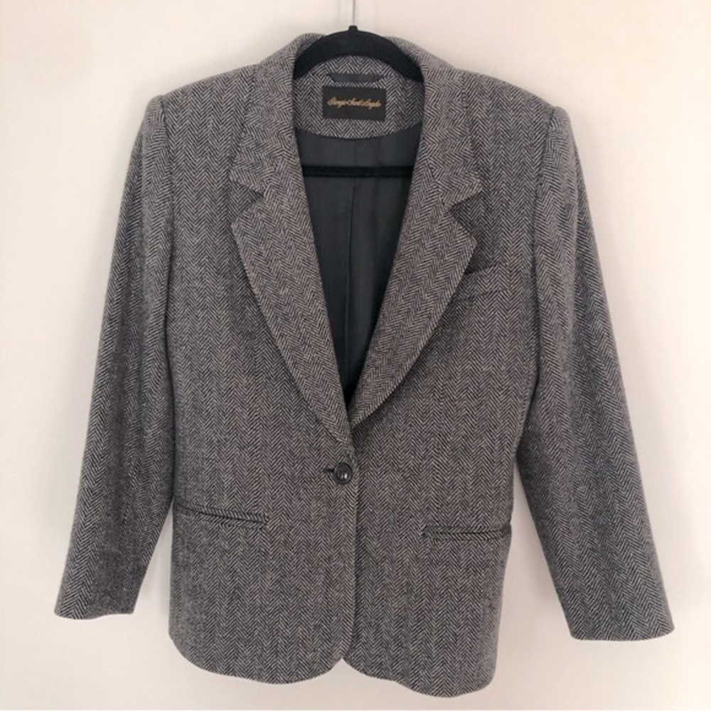 Vintage Giorgio Sant Angelo Houndstooth Oversized Wool Blazer